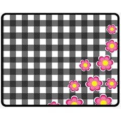 Floral Plaid Pattern Double Sided Fleece Blanket (medium)  by Valentinaart