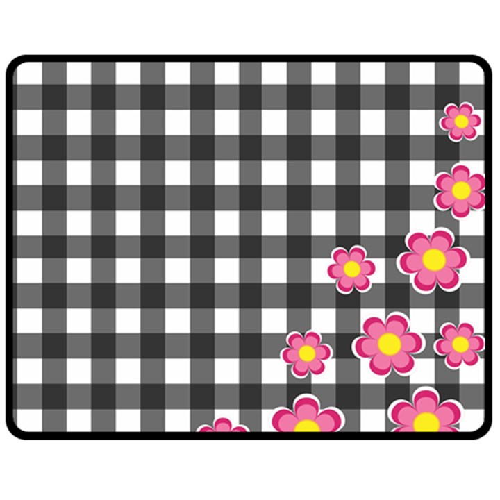 Floral plaid pattern Double Sided Fleece Blanket (Medium) 