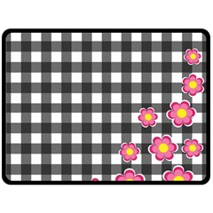 Floral Plaid Pattern Double Sided Fleece Blanket (large)  by Valentinaart