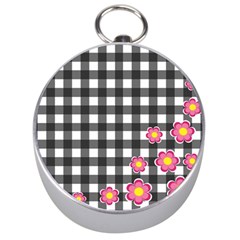 Floral Plaid Pattern Silver Compasses by Valentinaart