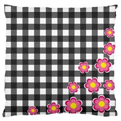 Floral Plaid Pattern Large Flano Cushion Case (two Sides) by Valentinaart