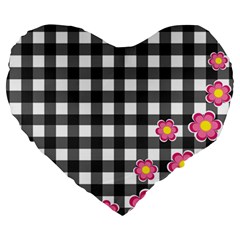 Floral Plaid Pattern Large 19  Premium Flano Heart Shape Cushions by Valentinaart