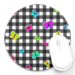 Butterflies Pattern Round Mousepads by Valentinaart