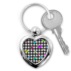 Butterflies Pattern Key Chains (heart)  by Valentinaart