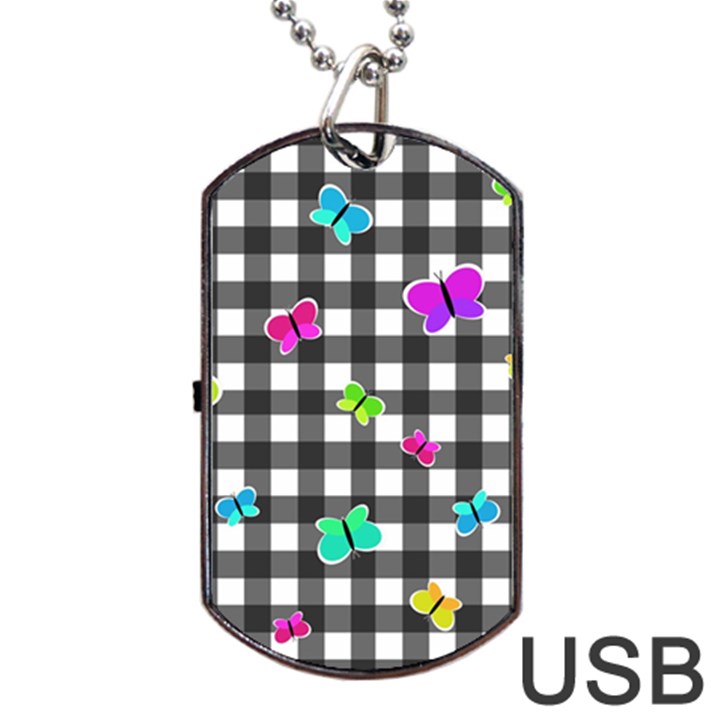 Butterflies pattern Dog Tag USB Flash (Two Sides)