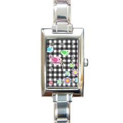 Cute Spring Pattern Rectangle Italian Charm Watch by Valentinaart