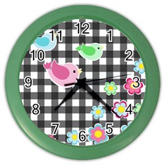 Cute Spring Pattern Color Wall Clocks by Valentinaart