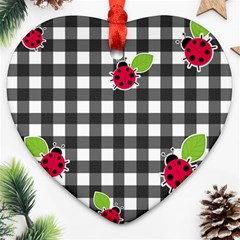 Ladybugs Plaid Pattern Ornament (heart)