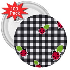 Ladybugs Plaid Pattern 3  Buttons (100 Pack)  by Valentinaart