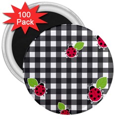 Ladybugs Plaid Pattern 3  Magnets (100 Pack) by Valentinaart