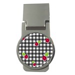 Ladybugs plaid pattern Money Clips (Round)  Front