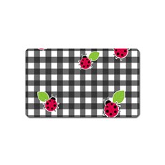 Ladybugs Plaid Pattern Magnet (name Card) by Valentinaart