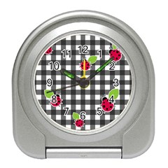 Ladybugs Plaid Pattern Travel Alarm Clocks by Valentinaart