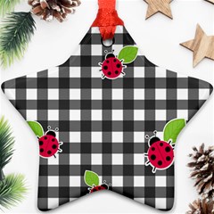 Ladybugs Plaid Pattern Star Ornament (two Sides) by Valentinaart