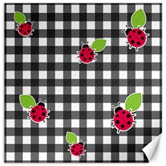 Ladybugs Plaid Pattern Canvas 12  X 12   by Valentinaart