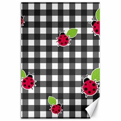 Ladybugs Plaid Pattern Canvas 20  X 30   by Valentinaart