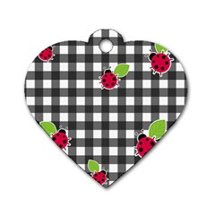 Ladybugs Plaid Pattern Dog Tag Heart (two Sides) by Valentinaart