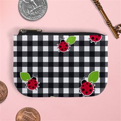 Ladybugs Plaid Pattern Mini Coin Purses by Valentinaart