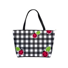 Ladybugs Plaid Pattern Shoulder Handbags by Valentinaart