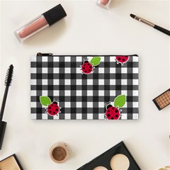 Ladybugs Plaid Pattern Cosmetic Bag (small)  by Valentinaart