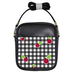 Ladybugs Plaid Pattern Girls Sling Bags by Valentinaart