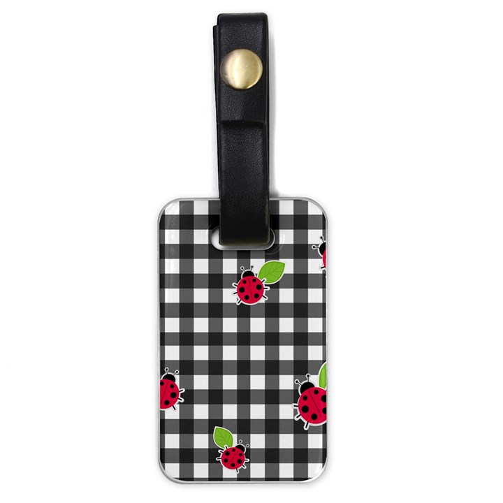 Ladybugs plaid pattern Luggage Tags (One Side) 