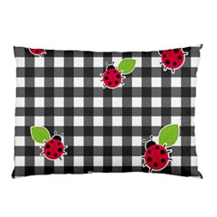 Ladybugs Plaid Pattern Pillow Case (two Sides) by Valentinaart