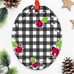 Ladybugs plaid pattern Ornament (Oval Filigree) Front