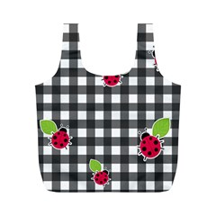 Ladybugs Plaid Pattern Full Print Recycle Bags (m)  by Valentinaart