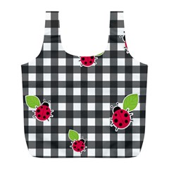 Ladybugs Plaid Pattern Full Print Recycle Bags (l)  by Valentinaart