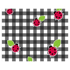 Ladybugs Plaid Pattern Double Sided Flano Blanket (medium)  by Valentinaart