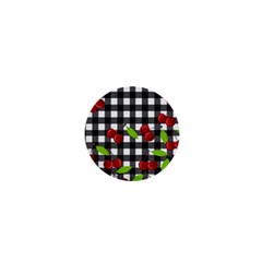 Cherries Plaid Pattern  1  Mini Buttons by Valentinaart