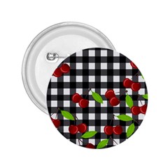 Cherries Plaid Pattern  2 25  Buttons