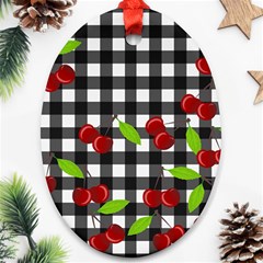 Cherries Plaid Pattern  Ornament (oval)