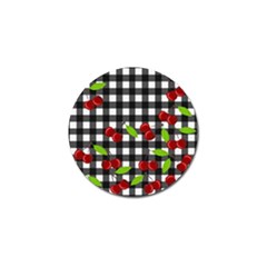 Cherries Plaid Pattern  Golf Ball Marker (4 Pack) by Valentinaart