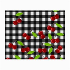 Cherries Plaid Pattern  Small Glasses Cloth by Valentinaart