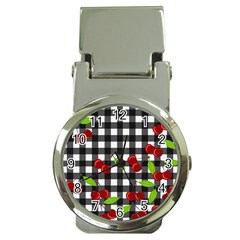 Cherries Plaid Pattern  Money Clip Watches by Valentinaart