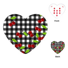 Cherries Plaid Pattern  Playing Cards (heart)  by Valentinaart