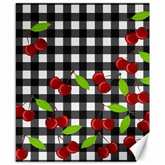 Cherries Plaid Pattern  Canvas 8  X 10  by Valentinaart