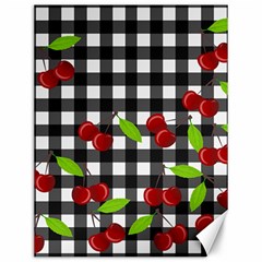 Cherries Plaid Pattern  Canvas 12  X 16   by Valentinaart