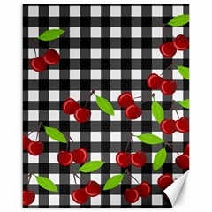 Cherries Plaid Pattern  Canvas 16  X 20   by Valentinaart