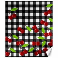 Cherries Plaid Pattern  Canvas 20  X 24   by Valentinaart