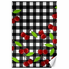 Cherries Plaid Pattern  Canvas 20  X 30   by Valentinaart