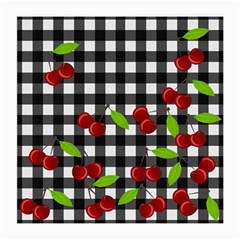 Cherries Plaid Pattern  Medium Glasses Cloth (2-side) by Valentinaart