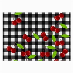 Cherries Plaid Pattern  Large Glasses Cloth (2-side) by Valentinaart