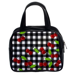 Cherries Plaid Pattern  Classic Handbags (2 Sides) by Valentinaart