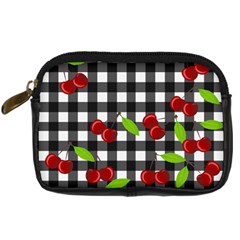 Cherries Plaid Pattern  Digital Camera Cases by Valentinaart