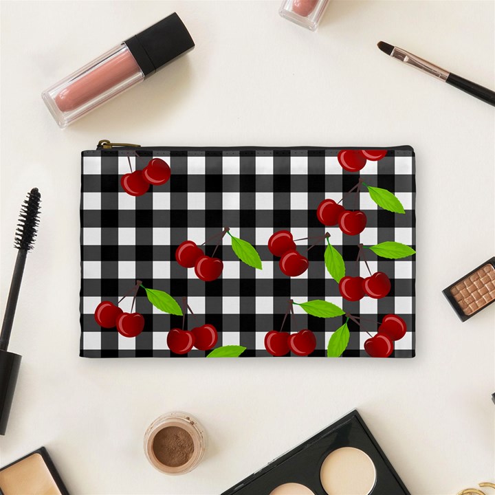 Cherries plaid pattern  Cosmetic Bag (Medium) 