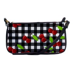 Cherries Plaid Pattern  Shoulder Clutch Bags by Valentinaart