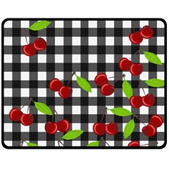 Cherries Plaid Pattern  Fleece Blanket (medium)  by Valentinaart